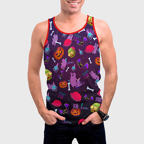 Мужская майка без рукавов Это Хэллоуин / 3D-Красный – фото 3