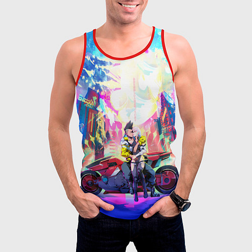 Мужская майка без рукавов Cyberpunk Edgerunners Люси и Дэвид / 3D-Красный – фото 3