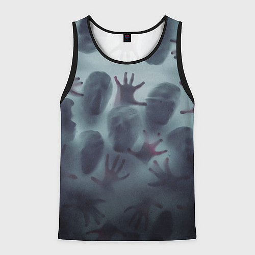 Мужская майка без рукавов Scary faces trying to get out / 3D-Черный – фото 1