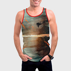 Майка-безрукавка мужская Светло-синий абстрактный фон и брызки красок, цвет: 3D-красный — фото 2