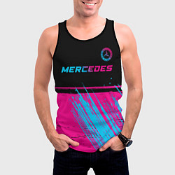 Майка-безрукавка мужская Mercedes - neon gradient: символ сверху, цвет: 3D-черный — фото 2