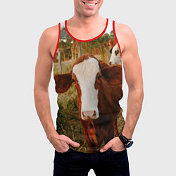 Майка-безрукавка мужская Милая коровка, цвет: 3D-красный — фото 2