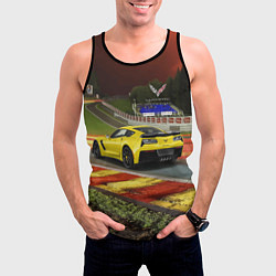Майка-безрукавка мужская Chevrolet Corvette на гоночной трассе, цвет: 3D-черный — фото 2