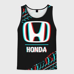 Майка-безрукавка мужская Значок Honda в стиле glitch на темном фоне, цвет: 3D-черный