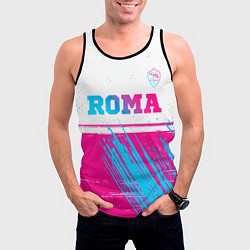 Майка-безрукавка мужская Roma neon gradient style: символ сверху, цвет: 3D-черный — фото 2