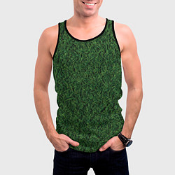 Майка-безрукавка мужская Зеленая камуфляжная трава, цвет: 3D-черный — фото 2