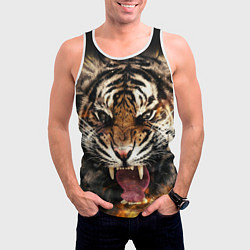 Майка-безрукавка мужская Оскал тигра, цвет: 3D-белый — фото 2