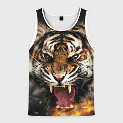 Майка-безрукавка мужская Оскал тигра, цвет: 3D-белый