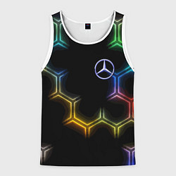 Майка-безрукавка мужская Mercedes - neon pattern, цвет: 3D-белый