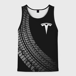 Майка-безрукавка мужская Tesla tire tracks, цвет: 3D-черный