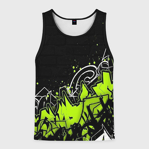 Мужская майка без рукавов Яркое граффити на черной стене / 3D-Черный – фото 1
