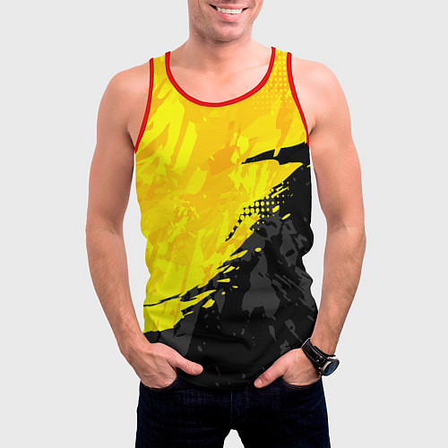 Мужская майка без рукавов Black and yellow / 3D-Красный – фото 3