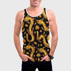 Майка-безрукавка мужская Golden dragons, цвет: 3D-белый — фото 2