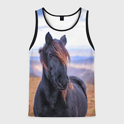 Майка-безрукавка мужская Черный конь, цвет: 3D-черный