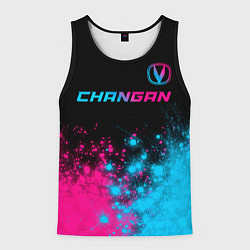 Майка-безрукавка мужская Changan - neon gradient: символ сверху, цвет: 3D-черный