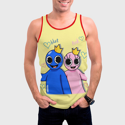Мужская майка без рукавов Радужные друзья: Синий и Розовая / 3D-Красный – фото 3