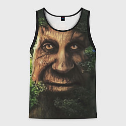 Мужская майка без рукавов Дерево с лицом мем Мудрое дерево