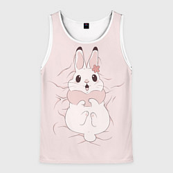 Майка-безрукавка мужская Милый кролик на розовом, цвет: 3D-белый