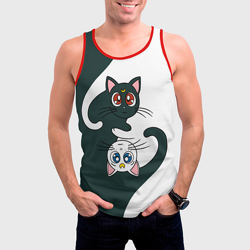 Мужская майка без рукавов Луна и Артемис инь-янь / 3D-Красный – фото 3