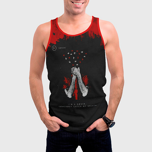 Мужская майка без рукавов Goner - Twenty One Pilots / 3D-Красный – фото 3