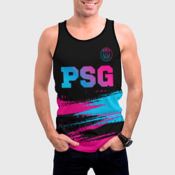 Майка-безрукавка мужская PSG - neon gradient: символ сверху, цвет: 3D-черный — фото 2