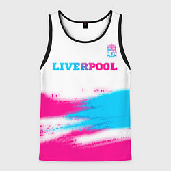 Майка-безрукавка мужская Liverpool neon gradient style: символ сверху, цвет: 3D-черный