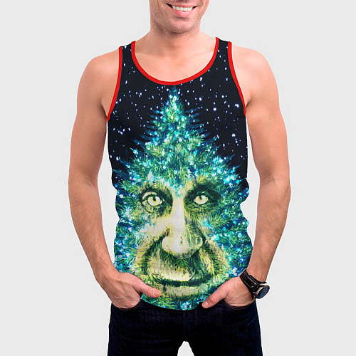 Мужская майка без рукавов Мудрое Новогоднее Дерево / 3D-Красный – фото 3