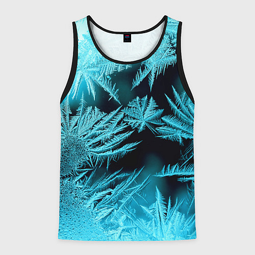 Мужская майка без рукавов Голубой лед - иней / 3D-Черный – фото 1