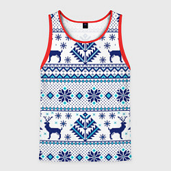 Майка-безрукавка мужская Happy new year, blue deer, цвет: 3D-красный