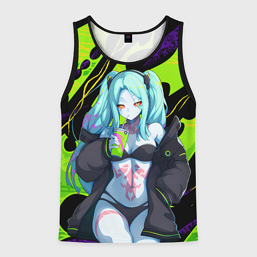 Мужская майка без рукавов Ребекка - органический зеленый / 3D-Черный – фото 1