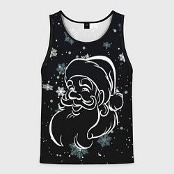 Майка-безрукавка мужская Дед Мороз и снежинки, цвет: 3D-черный