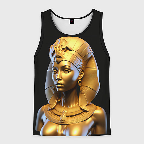 Мужская майка без рукавов Нейросеть - золотая египетская богиня / 3D-Черный – фото 1