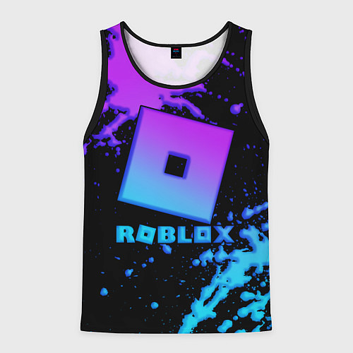 Мужская майка без рукавов Roblox logo neon gradient / 3D-Черный – фото 1