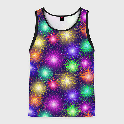 Мужская майка без рукавов Праздничный салют - фейерверк / 3D-Черный – фото 1