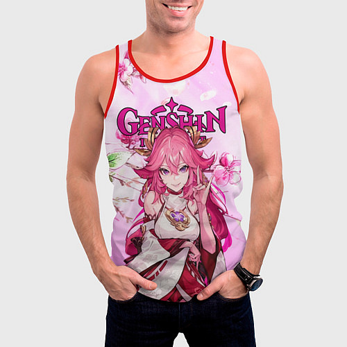 Мужская майка без рукавов Яэ Мико Геншин импакт / 3D-Красный – фото 3