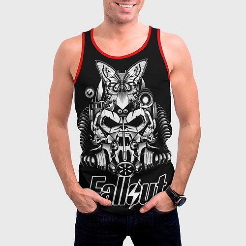Мужская майка без рукавов Fallout helmet / 3D-Красный – фото 3