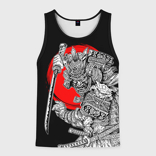 Мужская майка без рукавов Самурай с мечом на черном фоне / 3D-Черный – фото 1