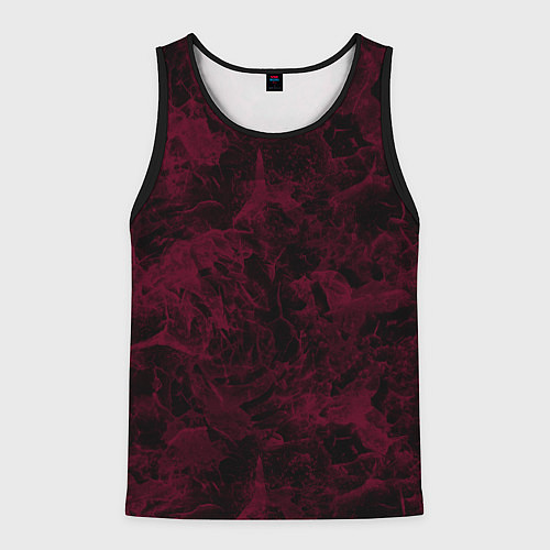 Мужская майка без рукавов Черный и бордовый мраморный узор / 3D-Черный – фото 1