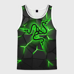 Майка-безрукавка мужская Razer neon logo, цвет: 3D-белый