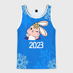 Майка-безрукавка мужская Зайка с бантиком 2023, цвет: 3D-белый