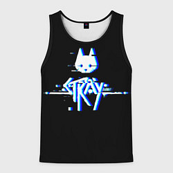 Майка-безрукавка мужская Stray blue glitch, цвет: 3D-черный