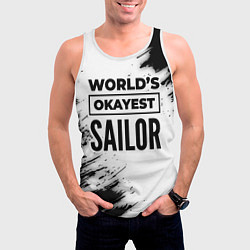 Майка-безрукавка мужская Worlds okayest sailor - white, цвет: 3D-белый — фото 2