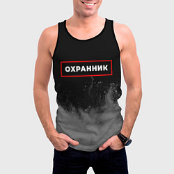 Майка-безрукавка мужская Охранник - в красной рамке на темном, цвет: 3D-черный — фото 2