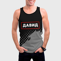 Майка-безрукавка мужская Давид - в красной рамке на темном, цвет: 3D-черный — фото 2