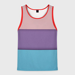 Майка-безрукавка мужская Трёхцветный паттерн - розовый, фиолетовый и синий, цвет: 3D-красный