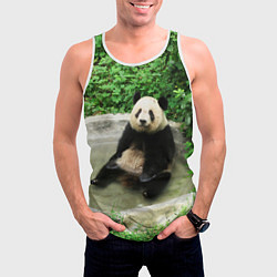Майка-безрукавка мужская Панда отдыхает в ванной, цвет: 3D-белый — фото 2