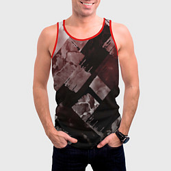 Майка-безрукавка мужская Красные и чёрные полосы, цвет: 3D-красный — фото 2