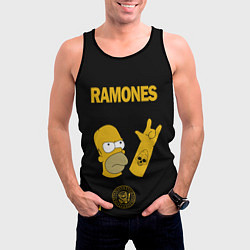 Майка-безрукавка мужская Ramones Гомер Симпсон рокер, цвет: 3D-черный — фото 2