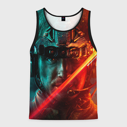 Мужская майка без рукавов Боец на войне / 3D-Черный – фото 1