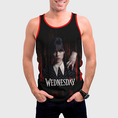 Мужская майка без рукавов Уэнсдэй красный лес / 3D-Красный – фото 3